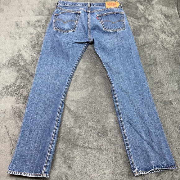 Levi's 501 Button Fly Blue Jeans Denim Pants Classic Straight Leg - Picture 2 of 12